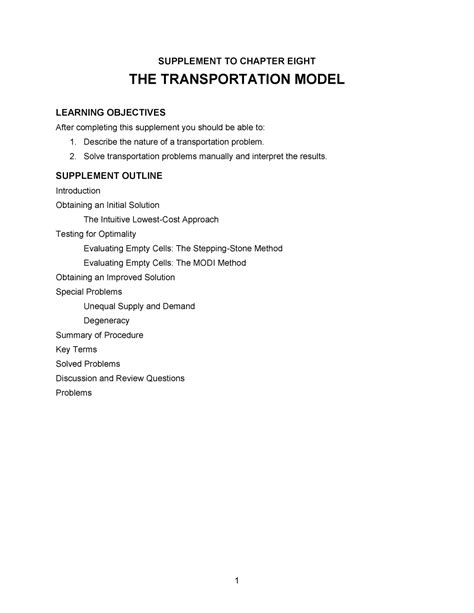 Lp Model Oplossing Uitgelegd - SUPPLEMENT TO CHAPTER EIGHT THE TRANSPORTATION MODEL LEARNING ...