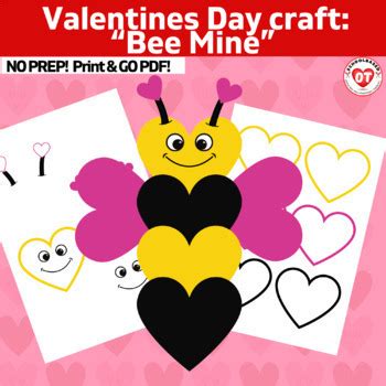 OT Valentines day craft bumble bee heart Color, Cut, Glue craft ...