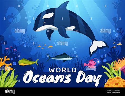 World Oceans Day Illustration to Help Protect and Conserve Ocean, Fish ...