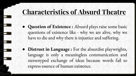 Characteristics of Absurd Theatre