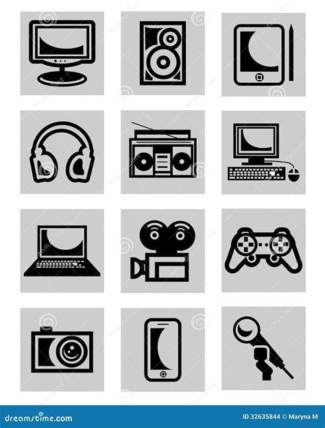 Computer technology icons stock vector. Illustration of video - 32635844