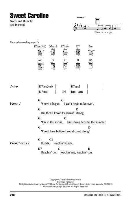 Sweet Caroline by Neil Diamond - Mandolin Chords/Lyrics - Guitar Instructor