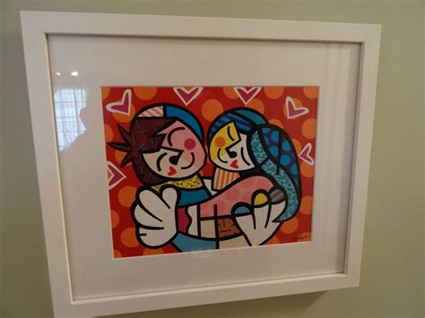 Romero Britto Embrace Couple Love Valentine Hearts Newly Framed Art ...