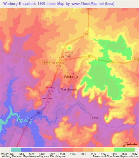 Elevation of Winburg,South Africa Elevation Map, Topography, Contour