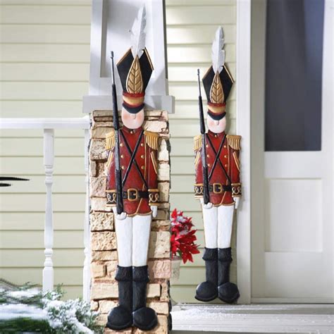 Set of 2 Christmas Holiday Metal Toy Soldiers Nutcracker Outdoor Mounted Wall Hanging Decoration ...