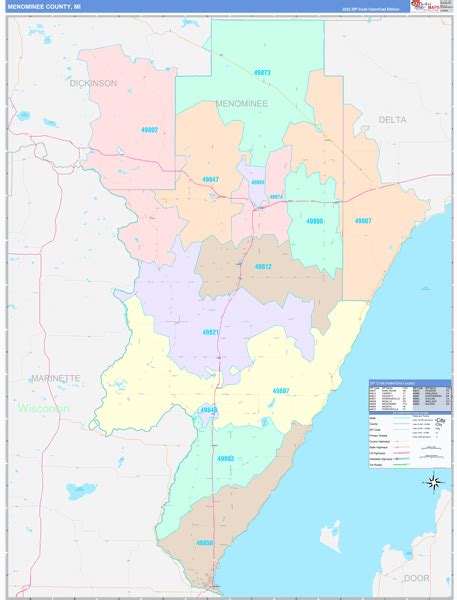 Menominee County, MI Wall Map Color Cast Style by MarketMAPS - MapSales