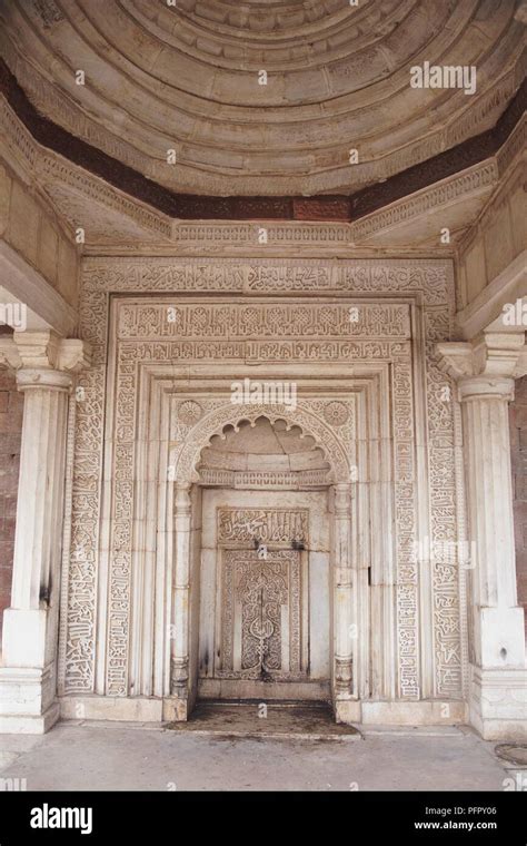 India, Delhi, Sultan Ghari's Tomb, interior with ornate doorway Stock Photo - Alamy