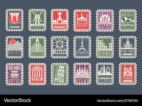 Collection of stamps from different countries with