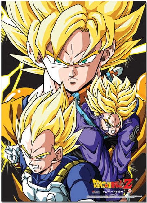 Wall Scroll - Dragon Ball Z - New New Super Saiyan Goku, Vegeta, Trunks ge5830 - Walmart.com