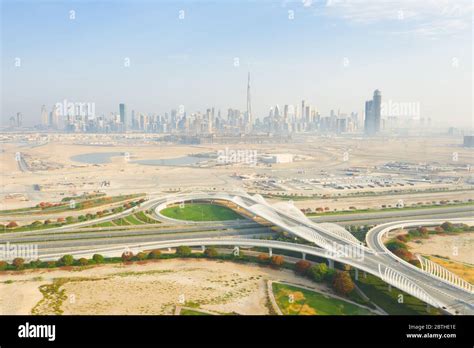 Dubai Downtown skyline as viewed from the Meydan racing complex Stock Photo - Alamy