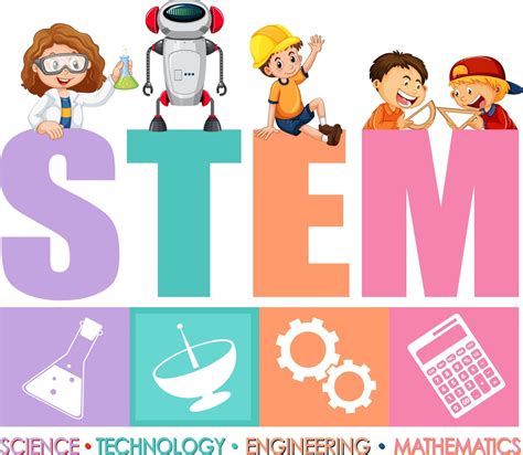 STEM education logo with children cartoon character 2732477 Vector Art at Vecteezy