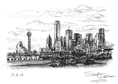 Dallas Skyline Drawing : Prints Of Dallas Skyline Texas Drawing - Download 210+ royalty free ...