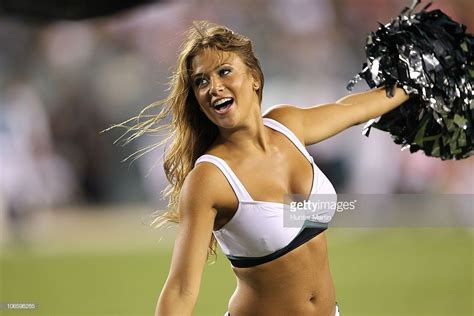 A Philadelphia Eagles cheerleader performs during a pre-season game ...