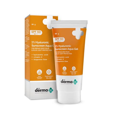 The Derma Co.1% Hyaluronic Sunscreen SPF 50 Aqua Gel, PA++++, Lightweight, Dry, Acne-prone Skin ...