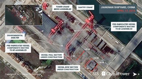 Satellite images show construction on China's third and largest aircraft carrier.