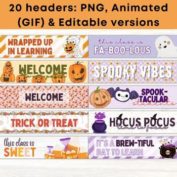 Halloween Google Classroom Header Fall Animated Banner for Distance Learning