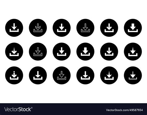 Download button icon set collection Royalty Free Vector