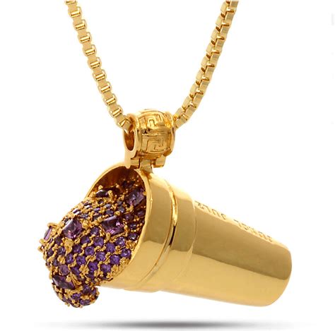 King Ice Jungl Julz 18K Gold Purple Drank Necklace - Crisp