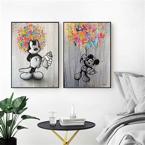 Cartoon Mickey Mouse Graffiti Art Canvas Poster and Prints - Etsy