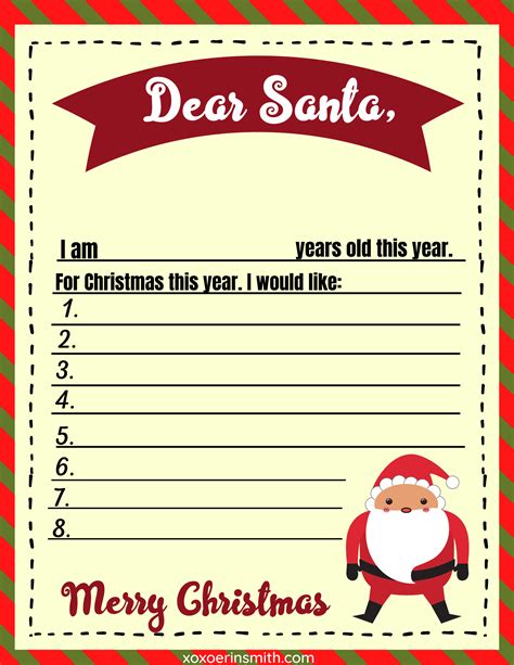 5 FREE Santa Wish List Printable Letters — xoxoerinsmith.com