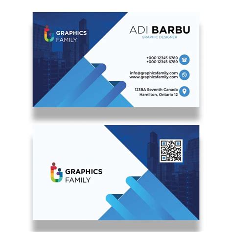 Free Blue Business Card Design Template – GraphicsFamily