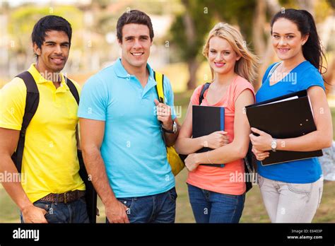 group of college friends standing outdoors on campus Stock Photo - Alamy