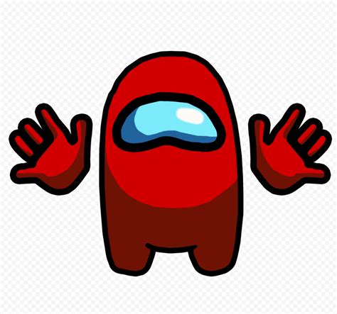 HD Red Among Us Crewmate Character Front View With Hands PNG | Png, Character, Red