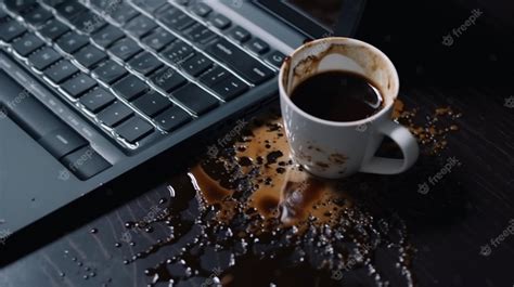 Premium Photo | COFFEE spill on lap top