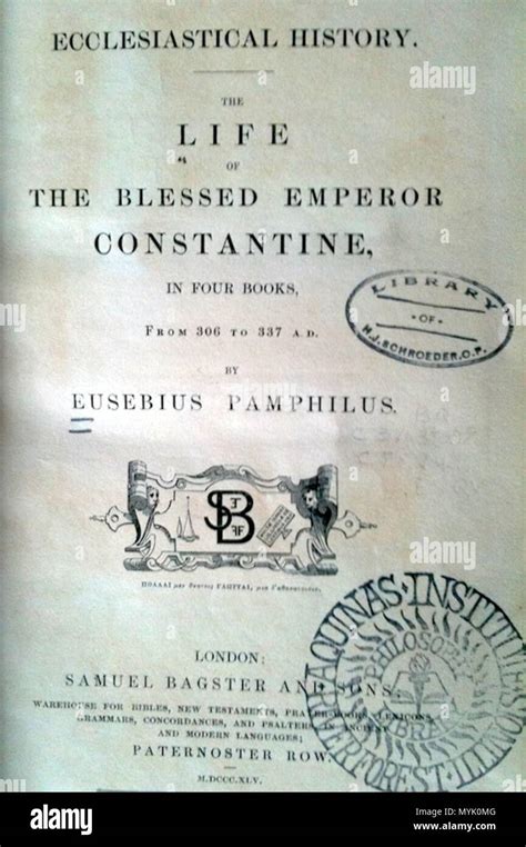 . English: Title page of Eusebius: Ecclesiastical History: The Life of ...