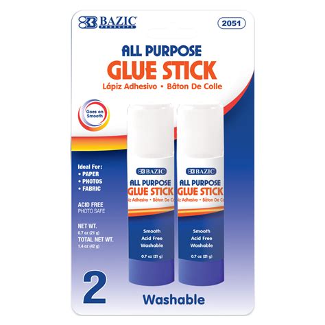 Glue Stick Premium 0.7 oz (21g)(2/Pack) | Bazic Products Bazic Products