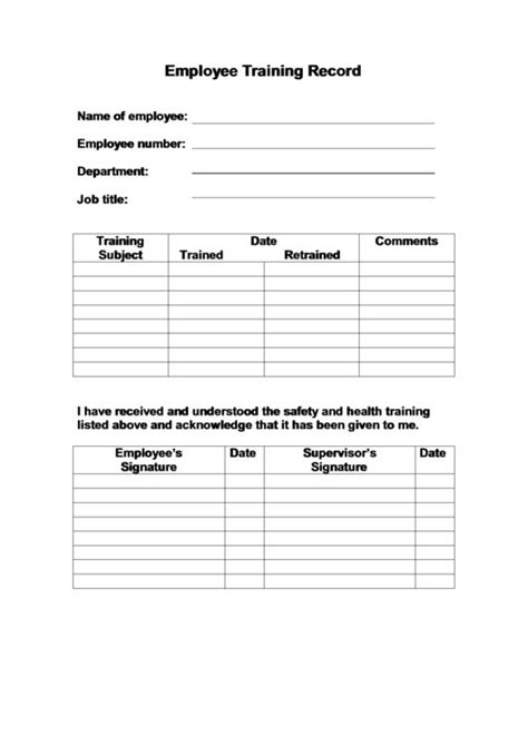 Employee Training Record Printable Pdf Download With Regard To Safety ...