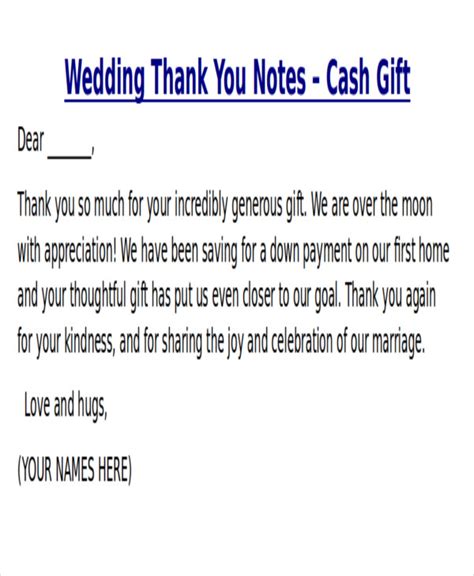 Examples Of Thank You Notes For Wedding Money - Wedding Poin