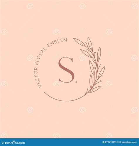 Vector Feminine Floral Emblem.Elegant Logo Design with Linear Branch ...