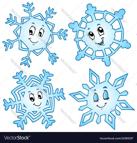 Cartoon snowflakes collection 1 Royalty Free Vector Image