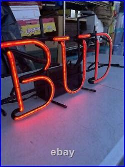 Real Rare Glass Vintage Budweiser Beer Electric Signs BUD Neon Sign ...