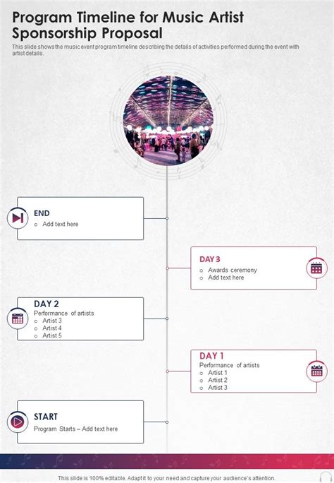 Program Timeline For Music Artist Sponsorship Proposal One Pager Sample Example Document ...