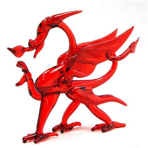 Small Glass Standing Red Welsh Heraldic Dragon (Y Ddraig Goch) - Glass Art, Glass Dragons ...