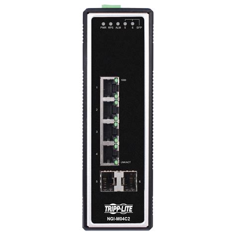 4-Port Managed Industrial Gigabit Ethernet Switch, -40° to 75°C, DIN ...