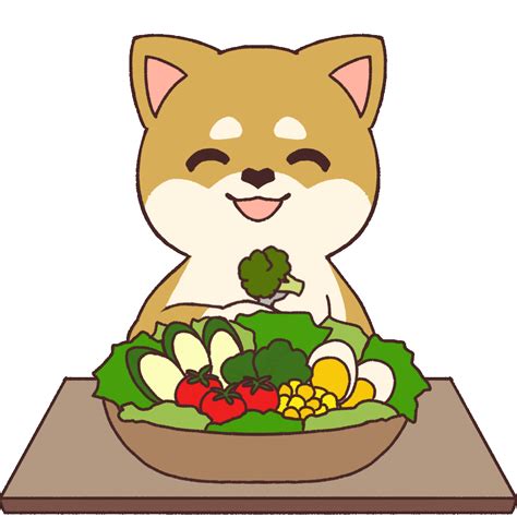 Animated Illustration of a Dog Eating Salad | UGOKAWA