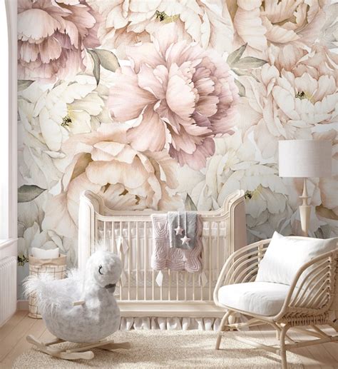 Pastel Peony Wallpaper Peel and Stick Watercolor Soft Floral - Etsy UK