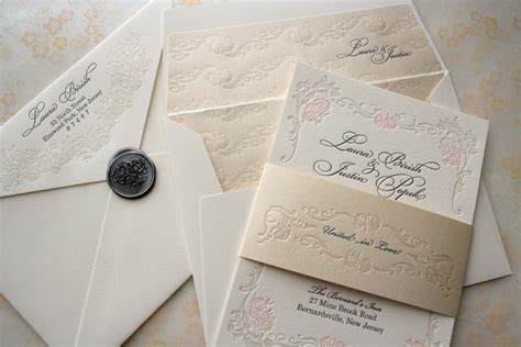 floral letterpress wedding invitations elegant | OneWed.com