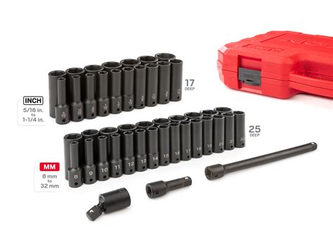 1/2 Inch Drive Deep 6-Point Impact Socket Set (45-Piece) | TEKTON® | SID92404