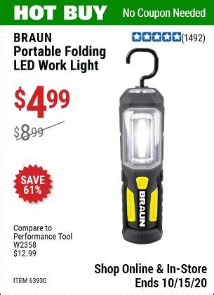 BRAUN Portable Folding LED Work Light - Only $4.99