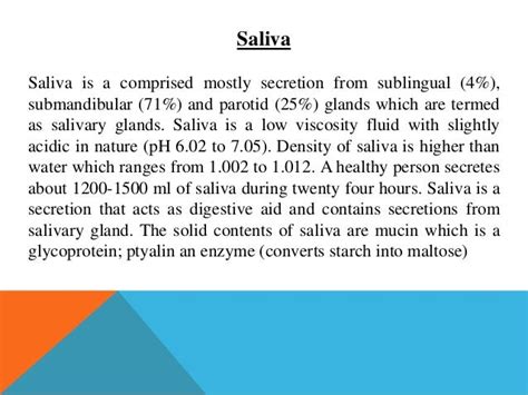 Composition of saliva