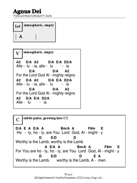 Agnus Dei - Chord Chart | Song Structure | Musical Compositions