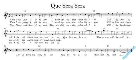 Que Sera Sera Guitar Chords - Sheet and Chords Collection