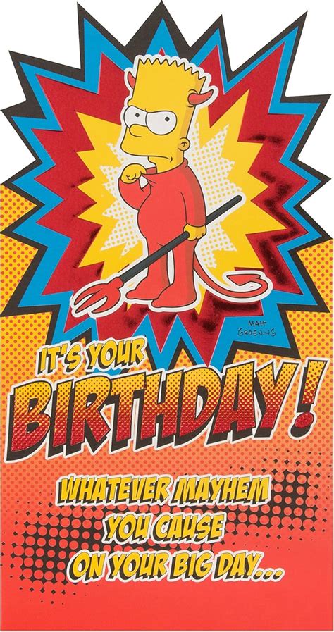 Hallmark The Simpsons Birthday Card"Bart" - Medium: Amazon.co.uk: Office Products