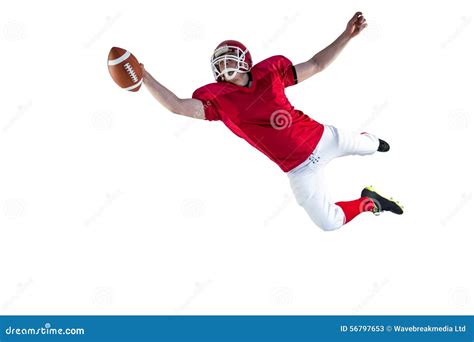 American Football Player Scoring A Touchdown Stock Image - Image of score, quarterback: 56797653