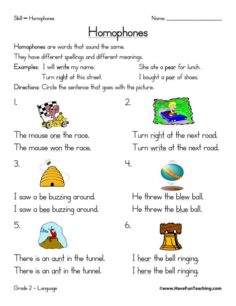 Homophones Worksheet - Have Fun Teaching