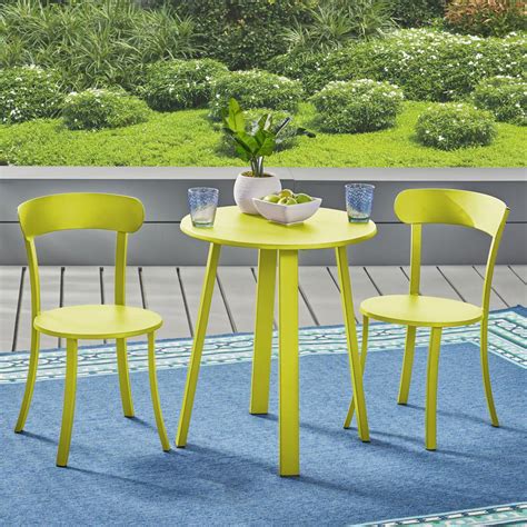 Noble House Teagan Matte Lime Green 3-Piece Metal Outdoor Bistro Set-304878 - The Home Depot